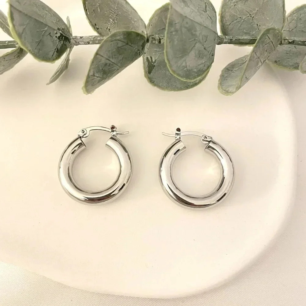 925 Sterling Silver Small Huggie Earrings Huggie Hoops Thick Wide Silver Hoops